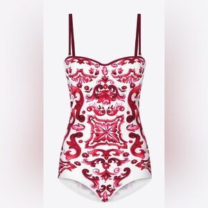 Dolce Gabbana Majolica one-piece swimsuit, size 5 (XL)